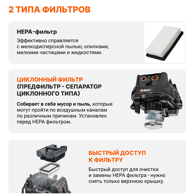 Пылесос для сухой и влажной уборки BORT BORT BAX-600E