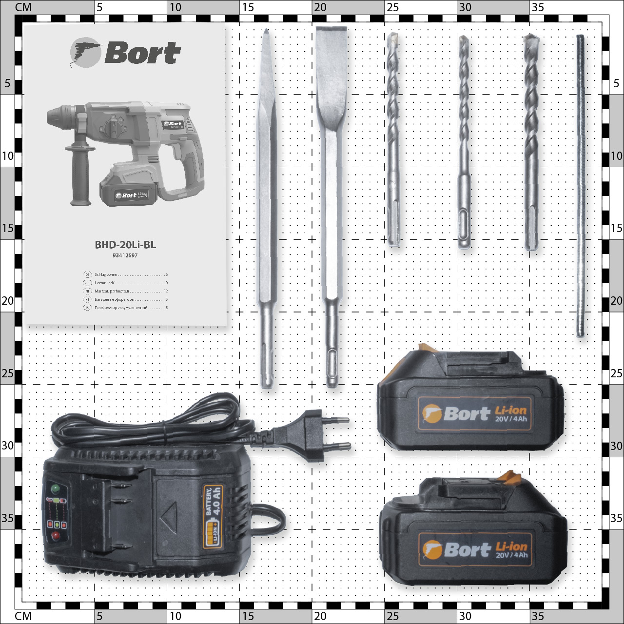 Cordless hammer drill BORT BHD-20Li-BL (2x4,0Ah)