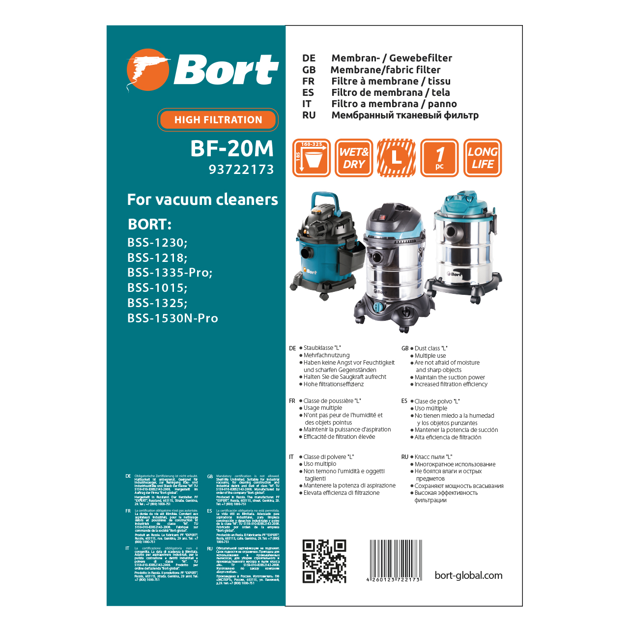 Filter for vacuum cleaner fabric BORT BF-20M